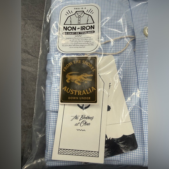 NWT Otaa Blue Check Non-Iron Slim Fit Shirt - Picture 3 of 8